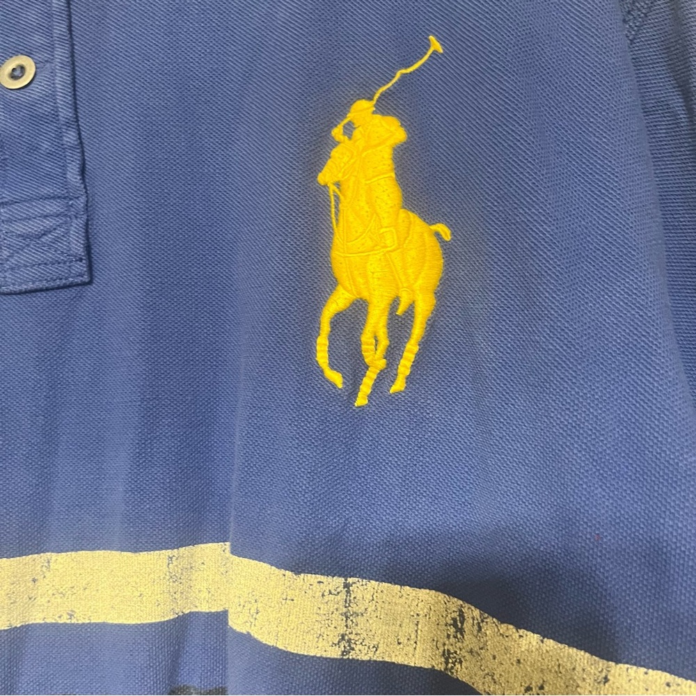 Ralph Lauren Blue Polo Shirt with Yellow Logo - Picture 5 of 9